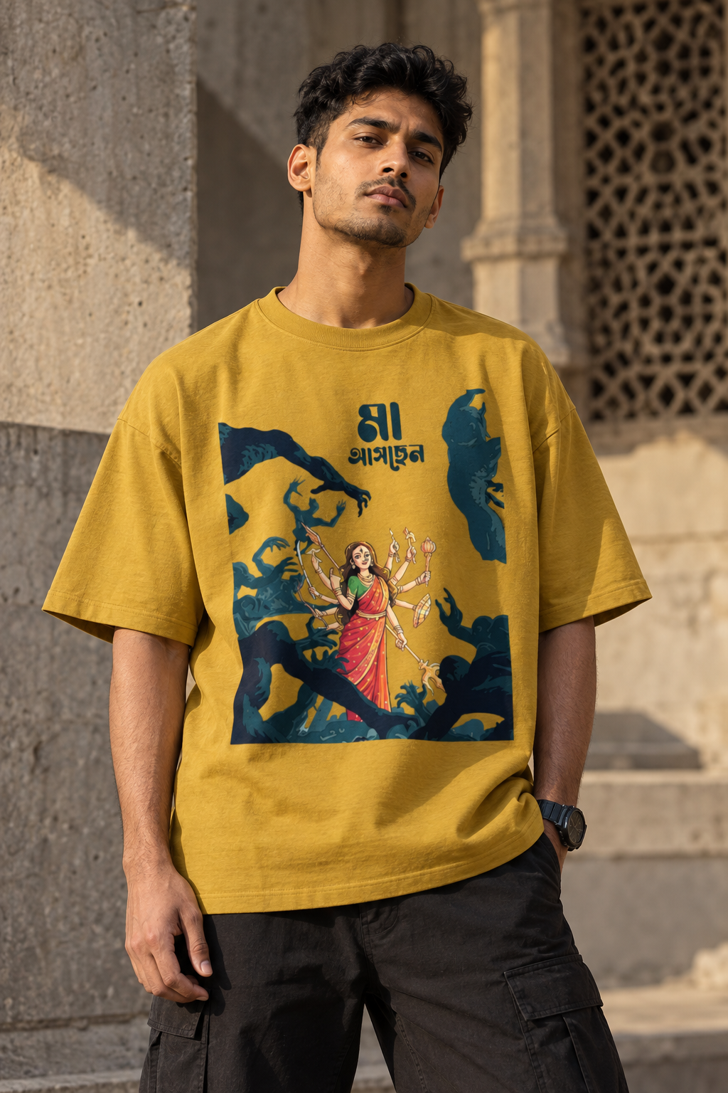 Maa Ashchen Durga Oversized Graphic T-Shirt