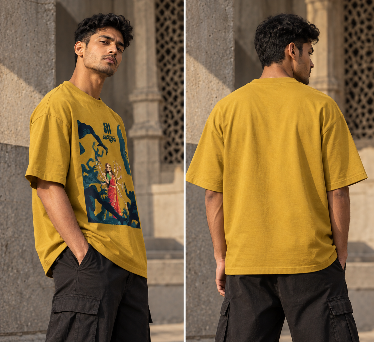 Maa Ashchen Durga Oversized Graphic T-Shirt