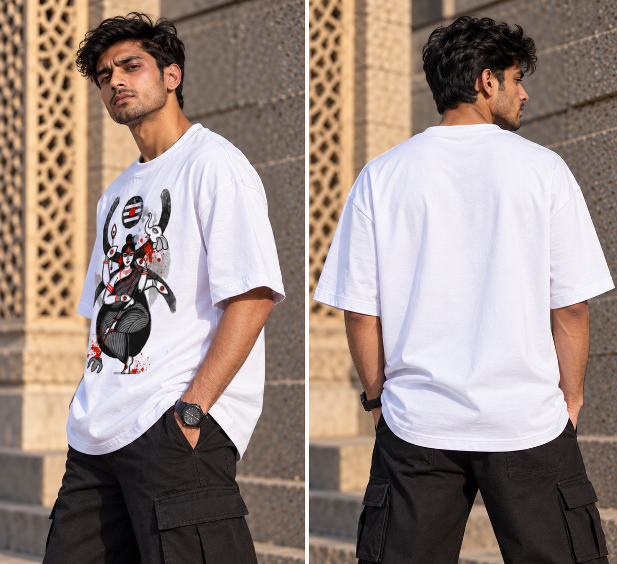 RAJIRU Shakti Heritage oversized T-shirt back view