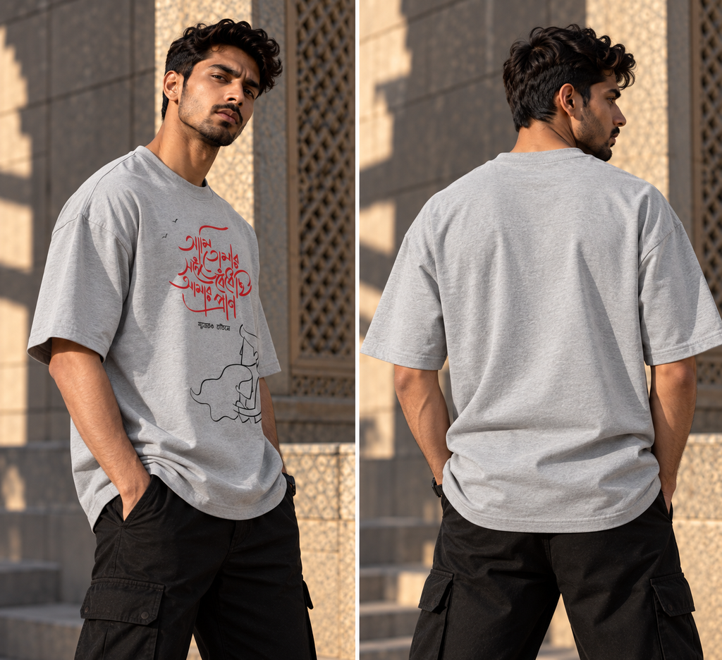 RAJIRU Bengali Love Poetry Oversized T-Shirt | Bengali Streetwear