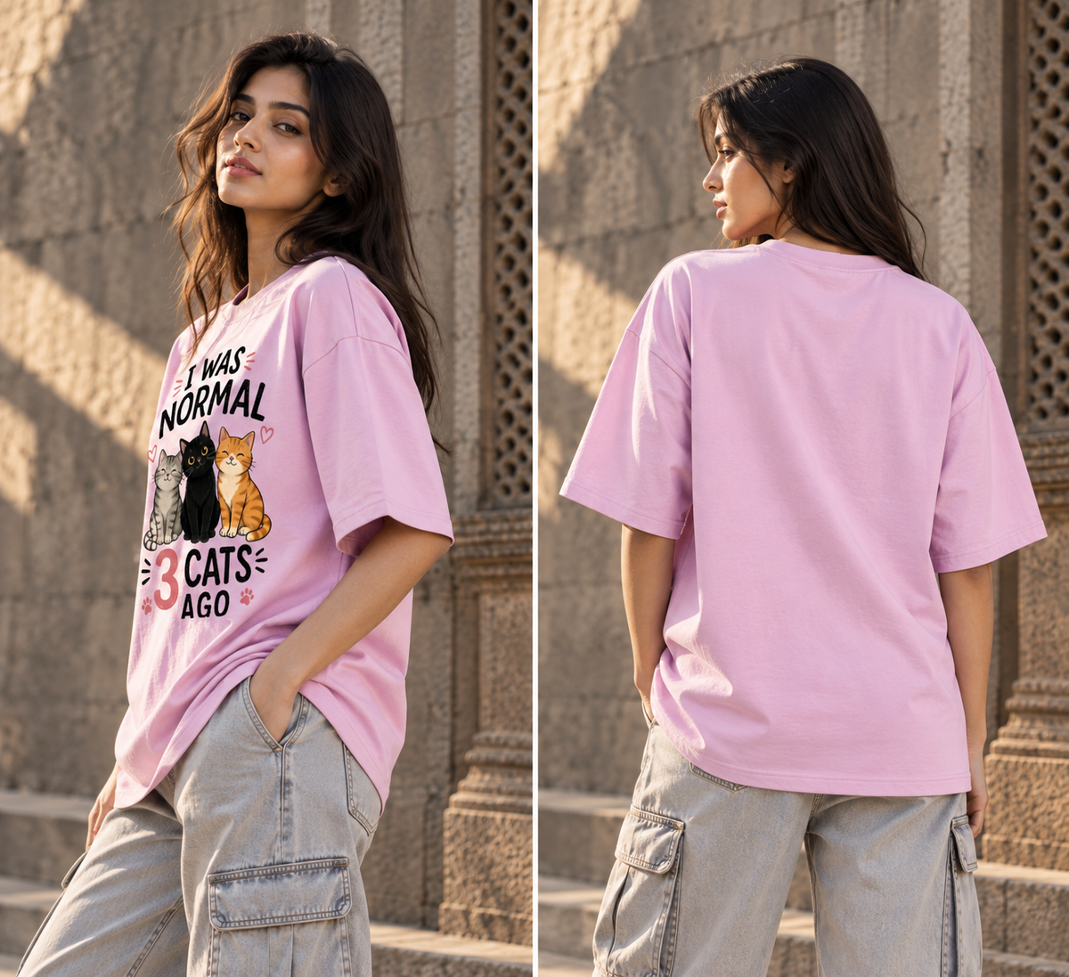 I Was Normal 3 Cats Ago Oversized T-Shirt | Funny Cat Tee