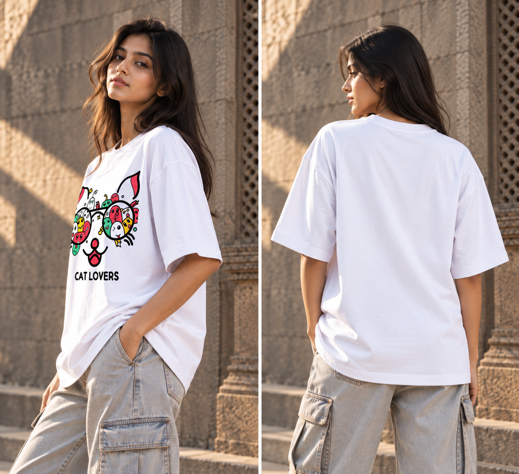 Cat Lovers Oversized Graphic T-Shirt | Cat Lover Tee