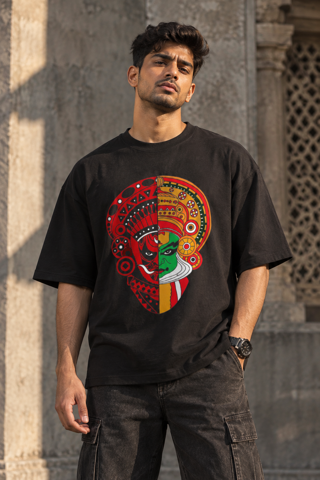 RAJIRU Cultural Fusion Oversized Graphic T-Shirt | Indian Streetwear