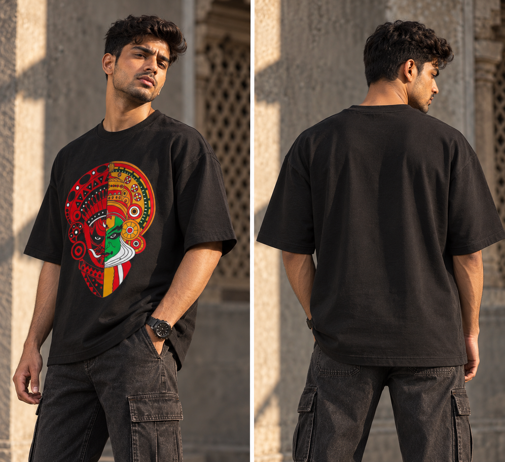 RAJIRU Cultural Fusion Oversized Graphic T-Shirt | Indian Streetwear