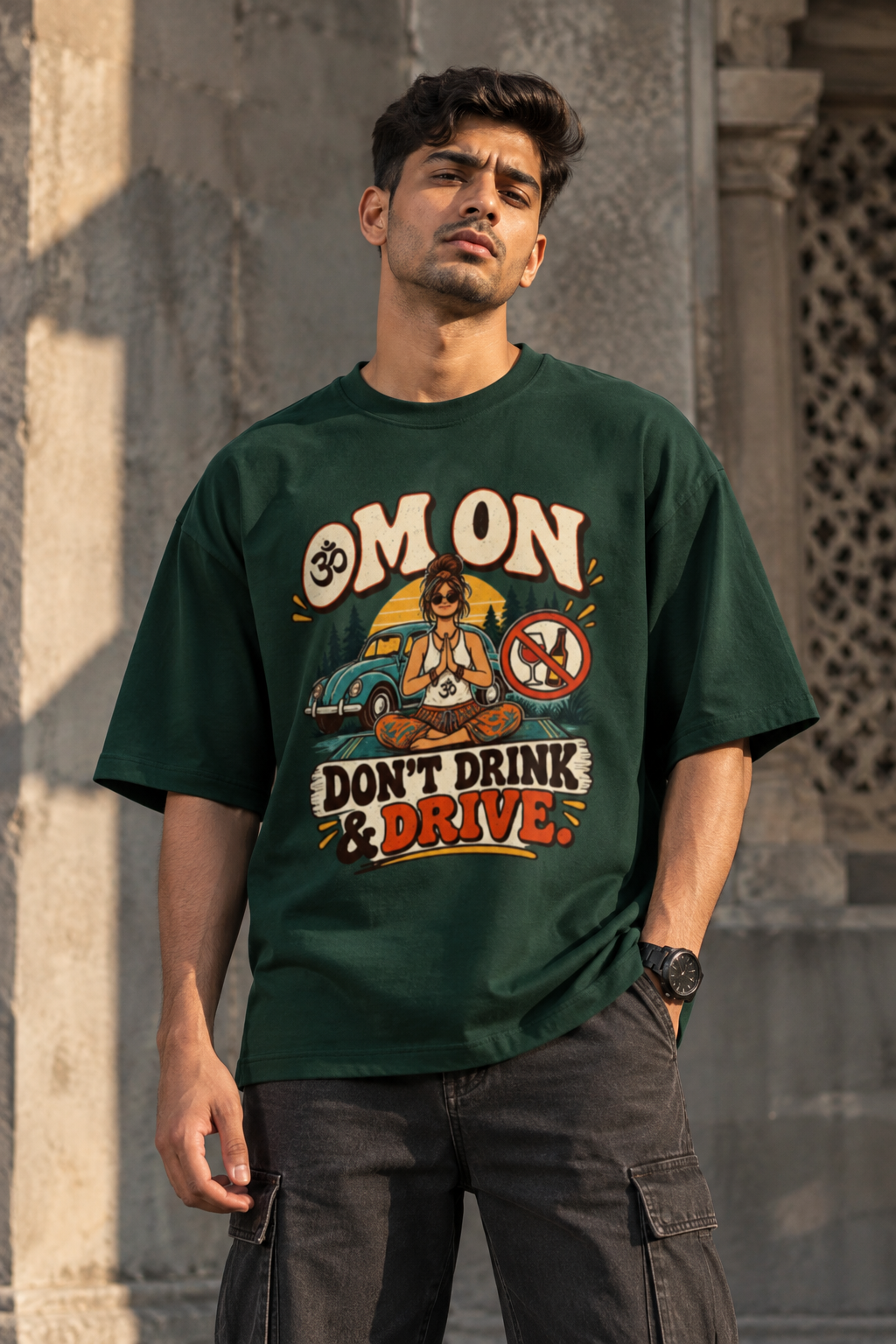 RAJIRU OM ON Oversized Graphic T-Shirt | Spiritual Indian Streetwear