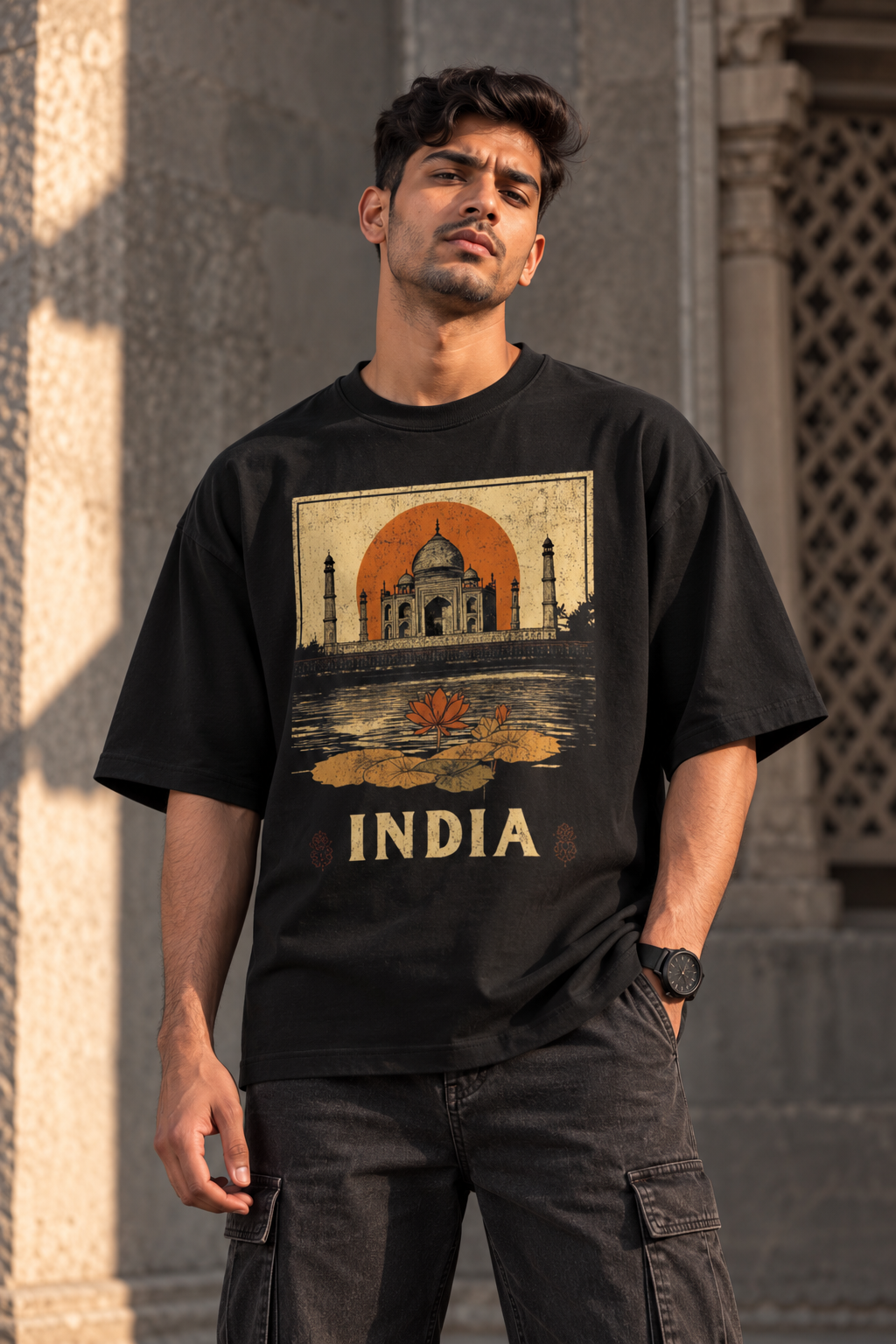 RAJIRU India Heritage Oversized Graphic T-Shirt | Indian Streetwear