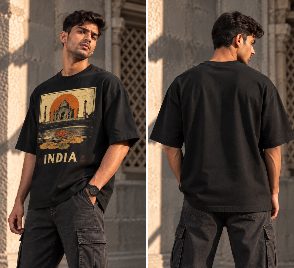 RAJIRU India Heritage Oversized Graphic T-Shirt | Indian Streetwear