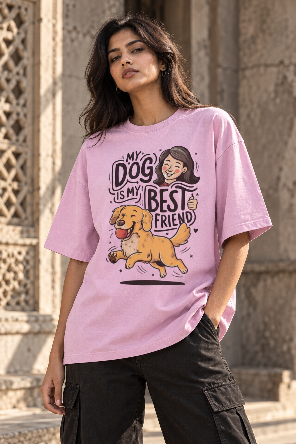 My Dog Is My Best Friend Oversized Graphic T-Shirt
