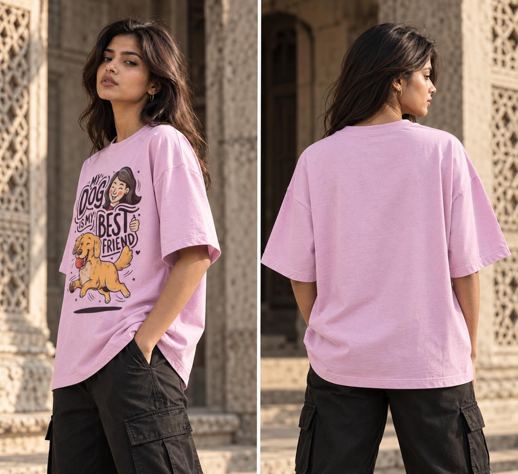 My Dog Is My Best Friend Oversized Graphic T-Shirt
