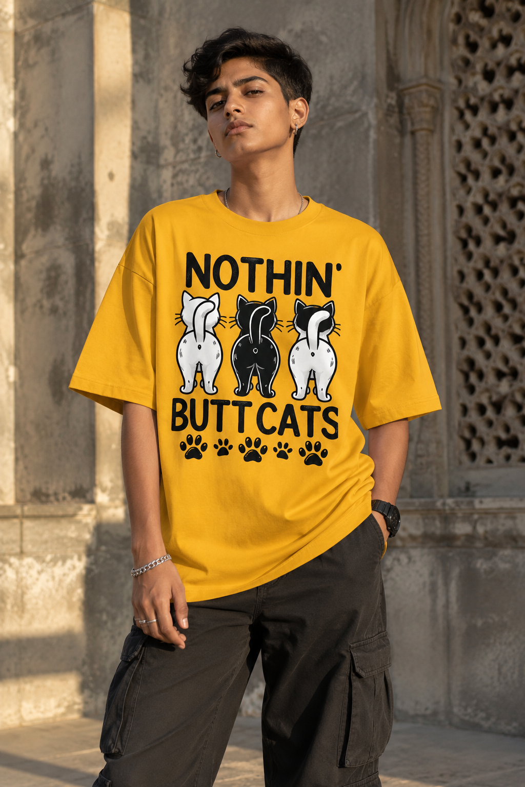 Nothin Butt Cats Oversized Graphic T-Shirt
