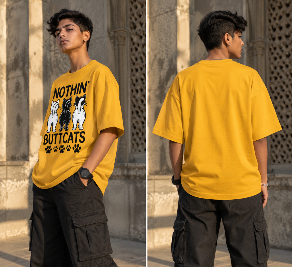 Nothin Butt Cats Oversized Graphic T-Shirt