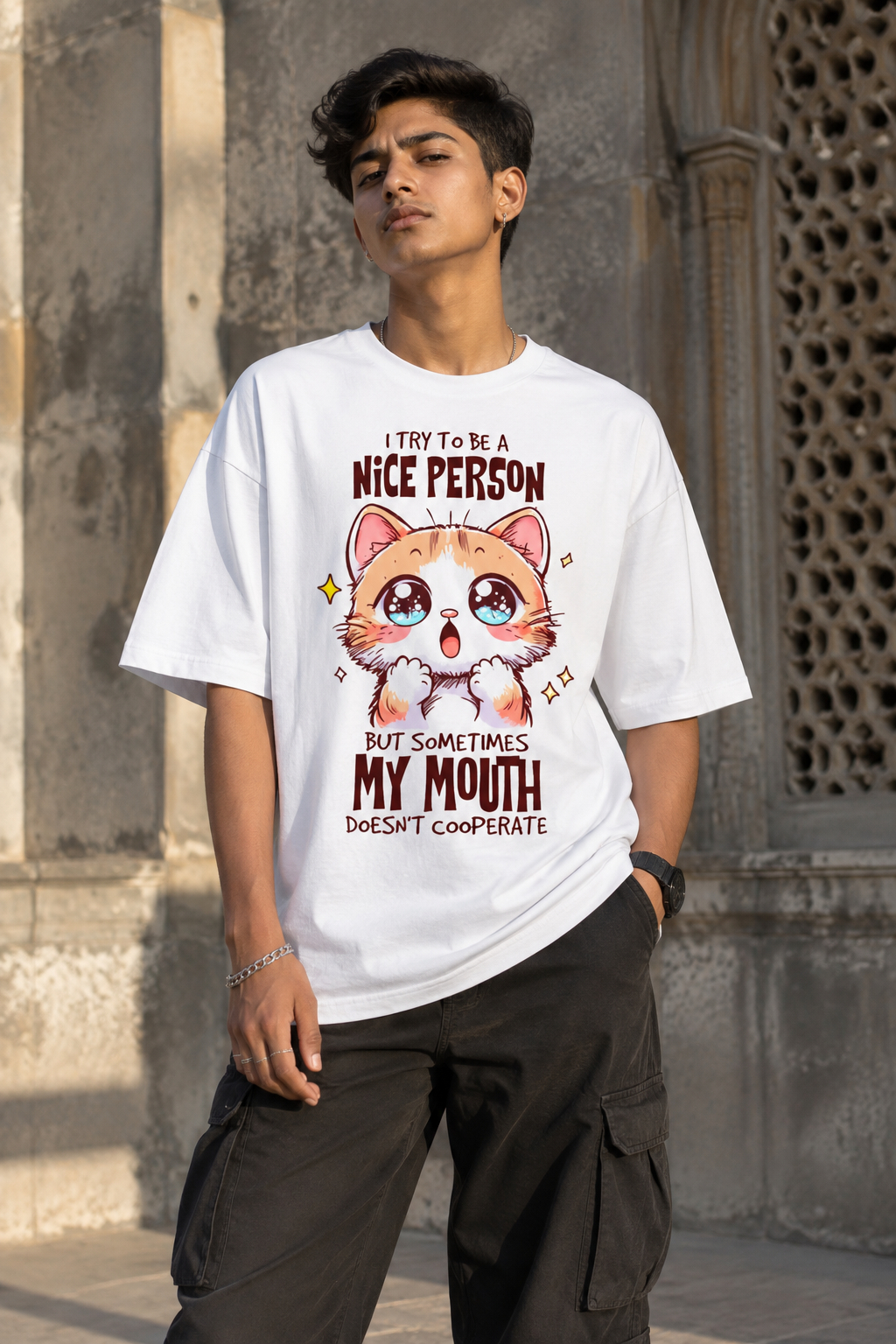 Cat Oversized Graphic T-Shirt