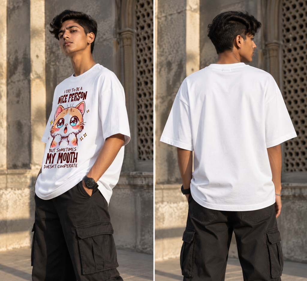 Cat Oversized Graphic T-Shirt
