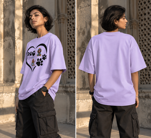 Dog Lover Heart Oversized Graphic T-Shirt