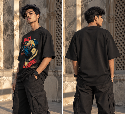 Pug Life Vintage Pug Oversized Graphic T-Shirt