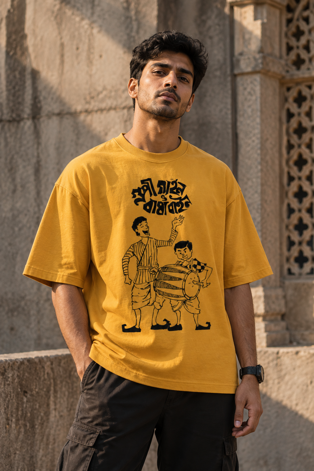 Bengali Folk Art Oversized Graphic T-Shirt