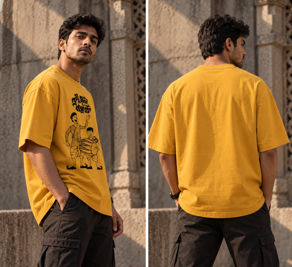 Bengali Folk Art Oversized Graphic T-Shirt