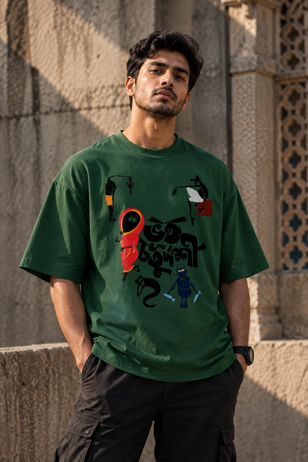 Chhaya Bengali Folk Art Oversized Graphic T-Shirt