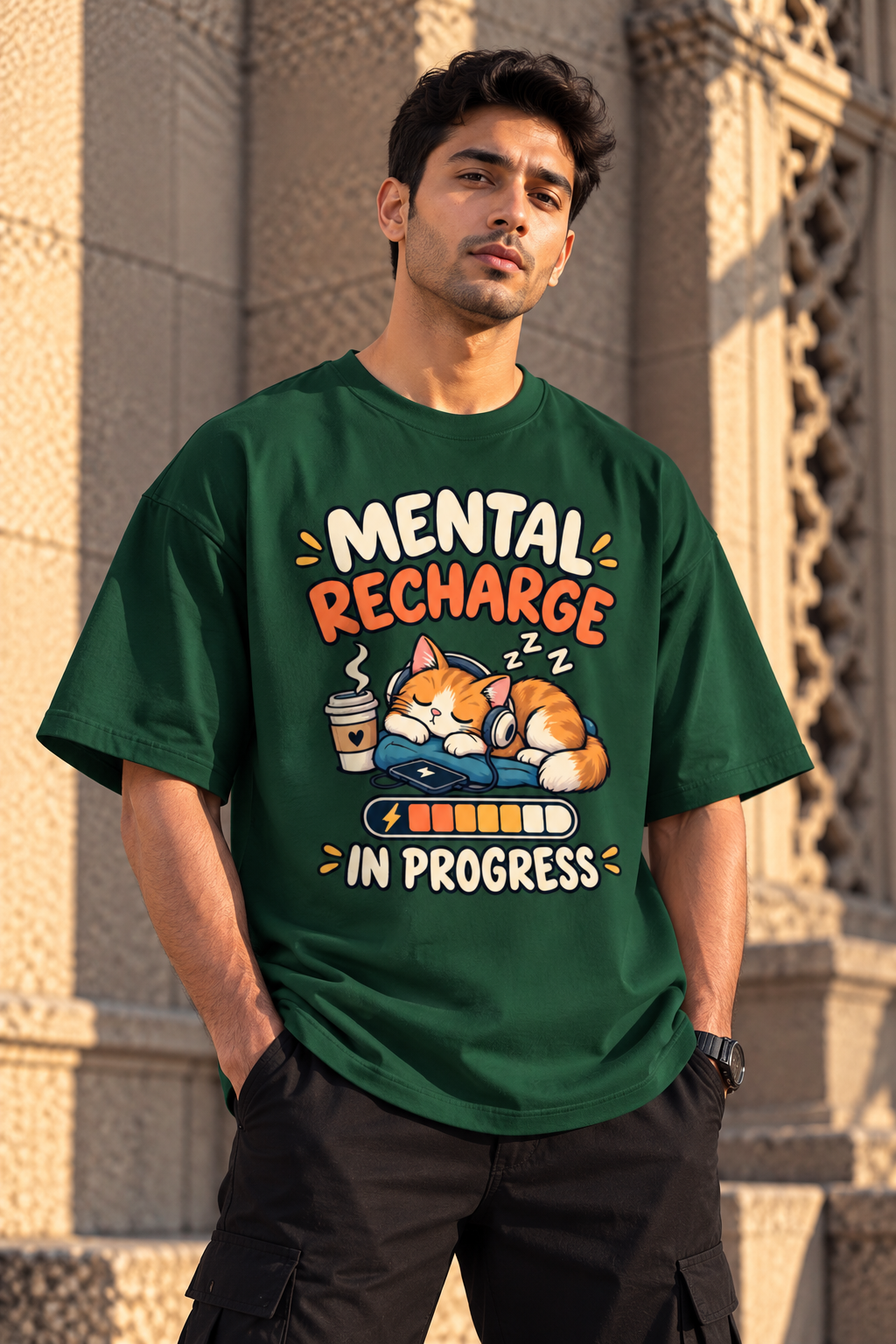 Cat Recharge Graphic T-Shirt