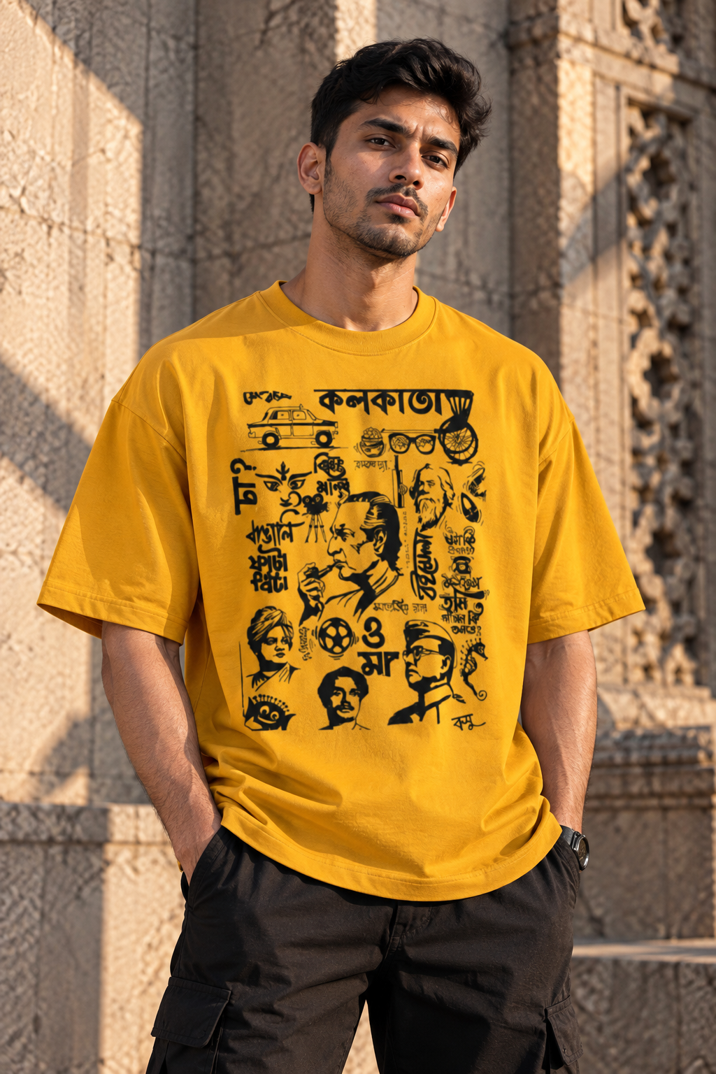 Kolkata Heritage Oversized Graphic T-Shirt