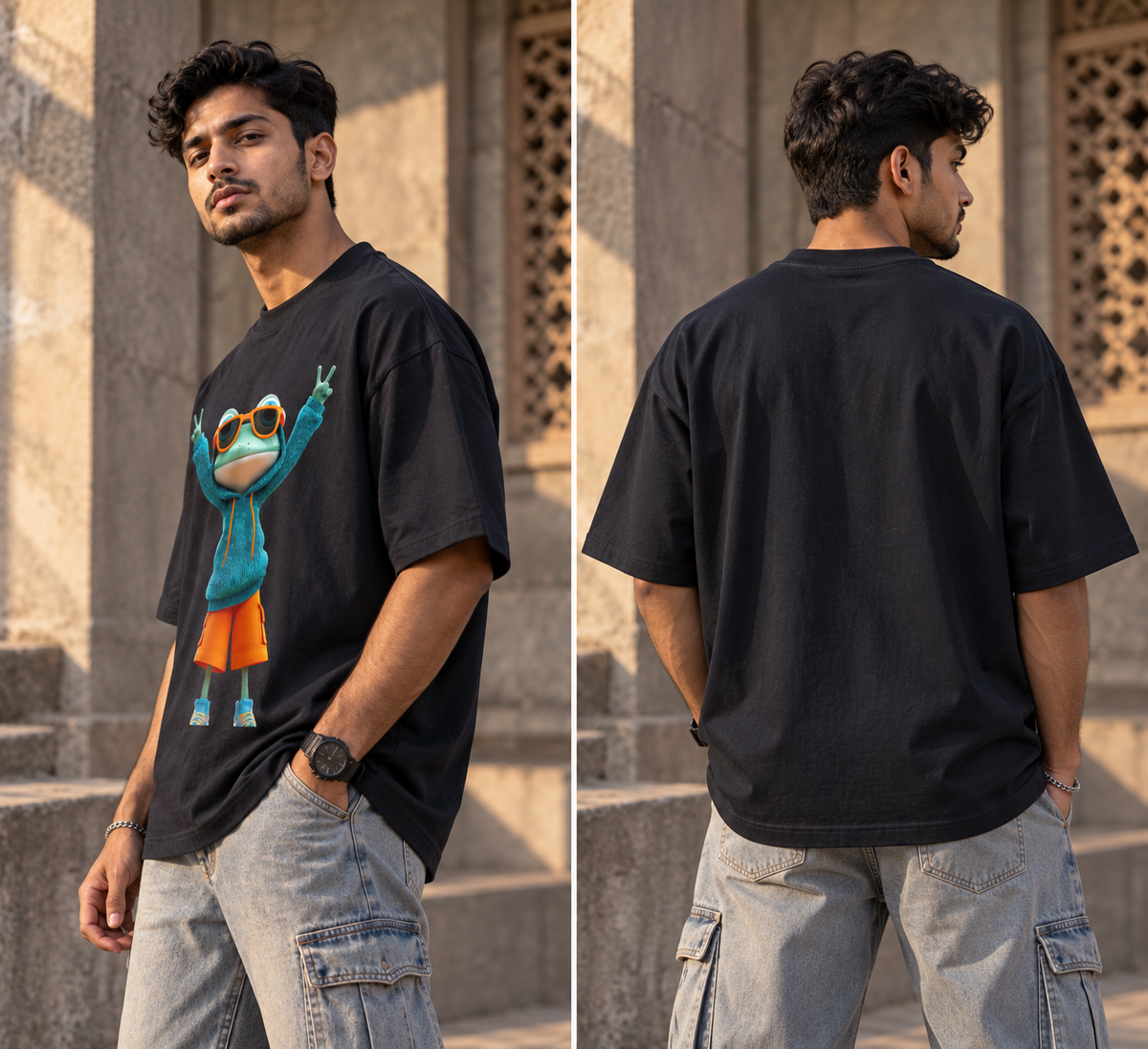 Chill Frog Oversized Graphic T-Shirt | Cute Frog Tee