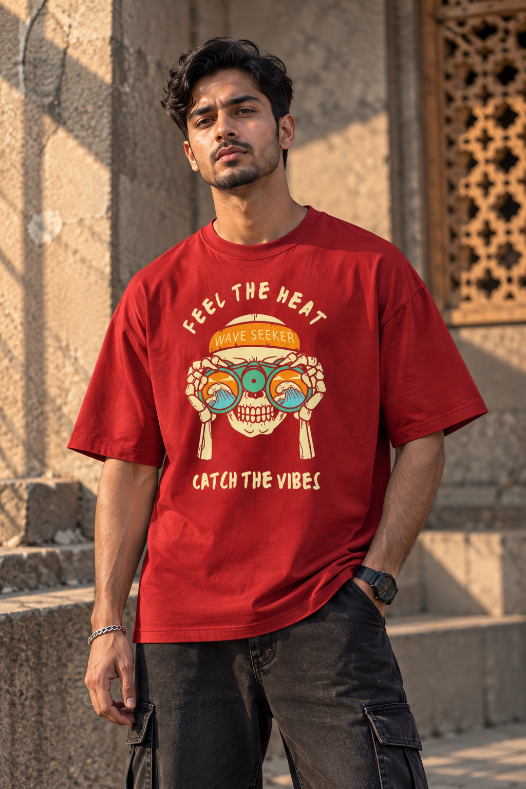 Feel the Heat Wave Seeker Oversized Graphic T-Shirt | Summer Surf Tee
