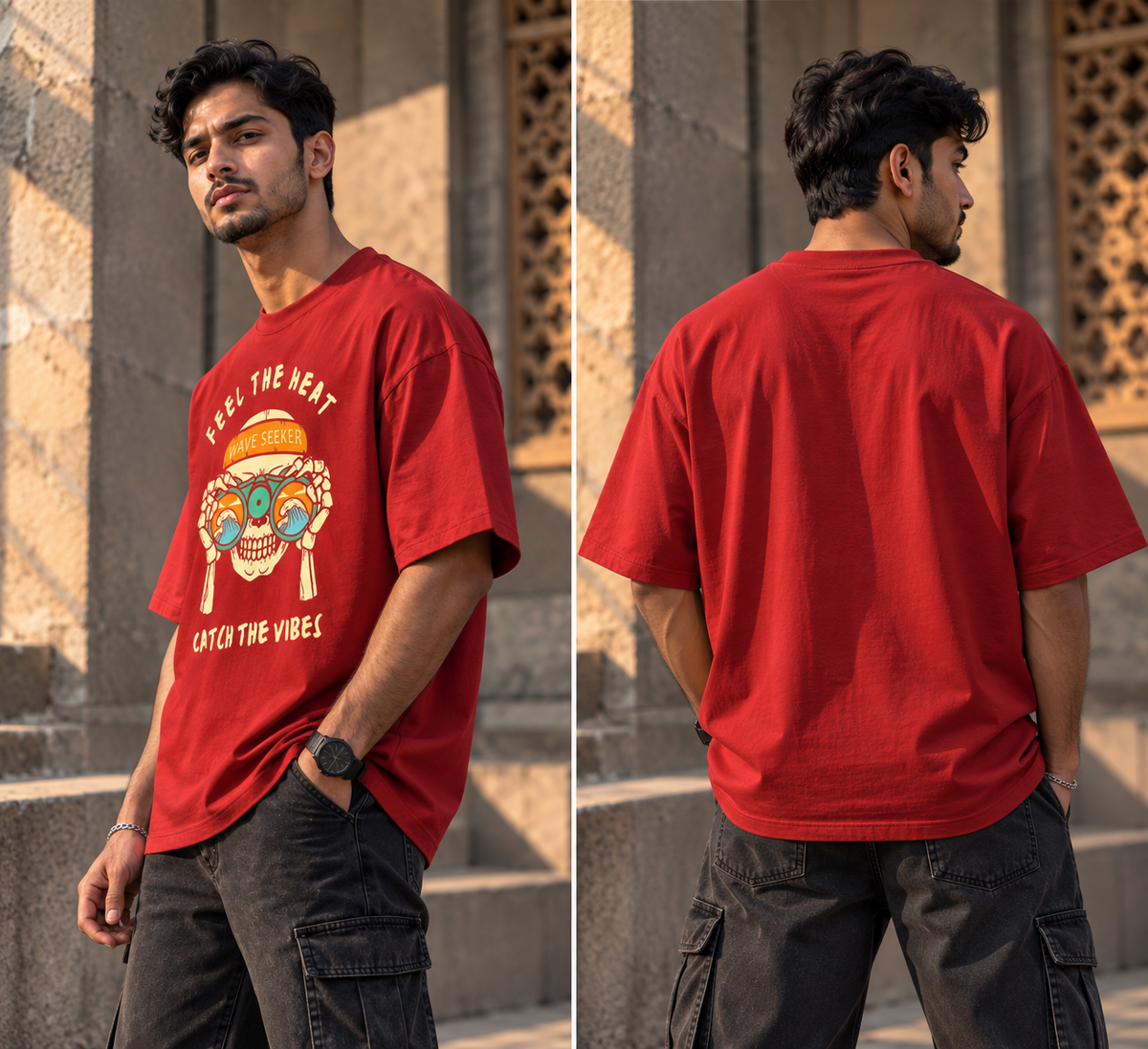 Feel the Heat Wave Seeker Oversized Graphic T-Shirt | Summer Surf Tee