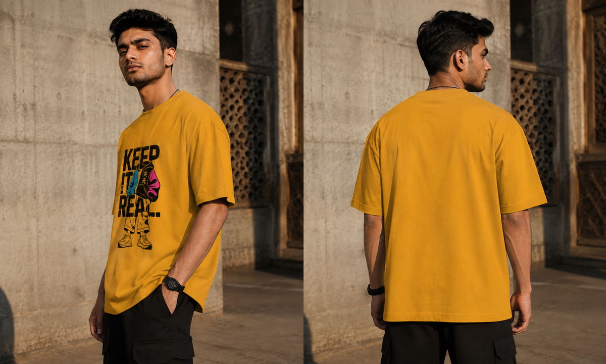 RAJIRU Keep It Real Japanese streetwear oversized T-shirt detail image