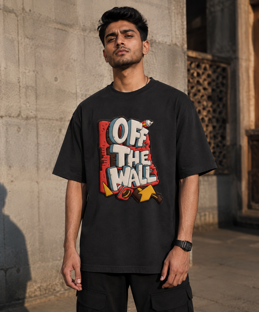 RAJIRU Off The Wall oversized graphic T-shirt front view