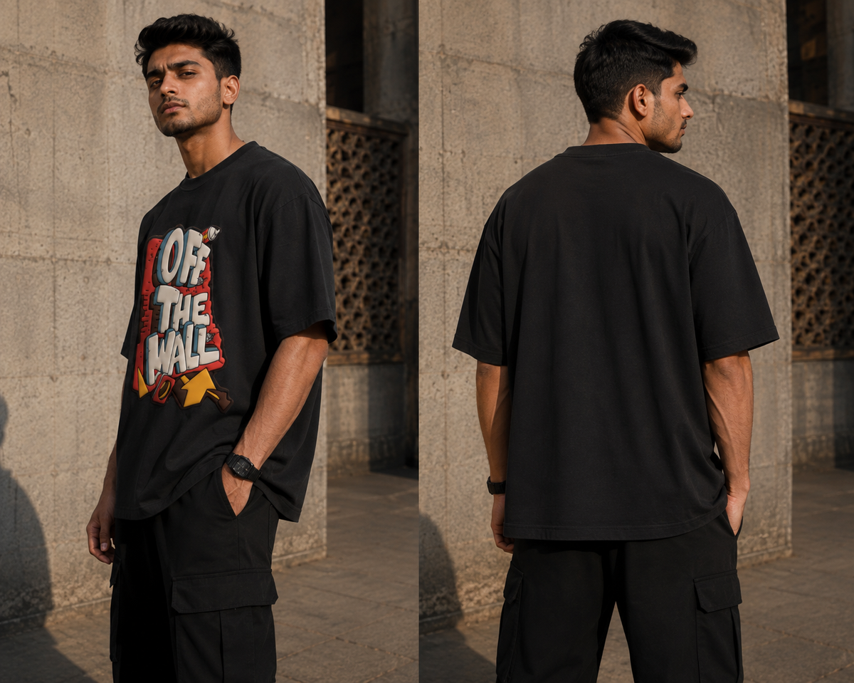 RAJIRU Off The Wall oversized graphic T-shirt back view