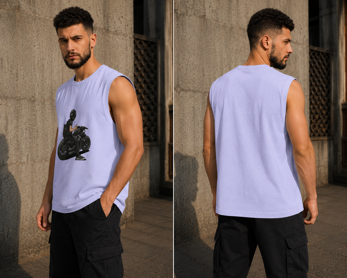 RAJIRU Ride Free motorcycle men's sleeveless T-shirt back view