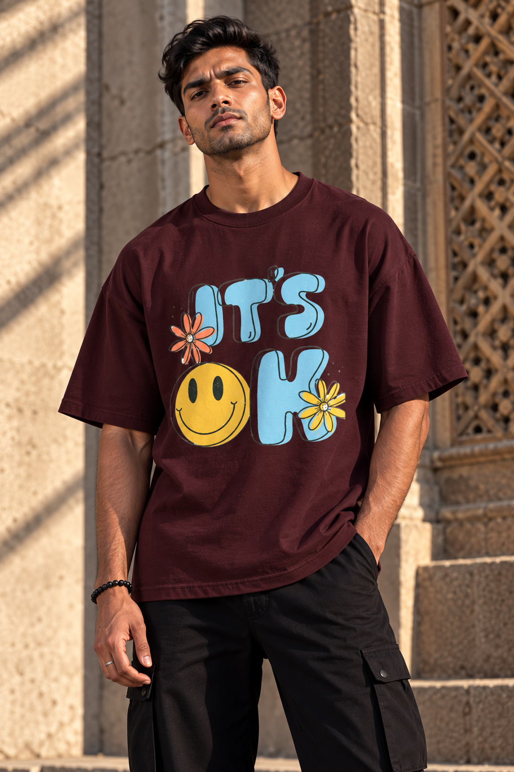 It’s OK Smiley Flower Graphic T-Shirt