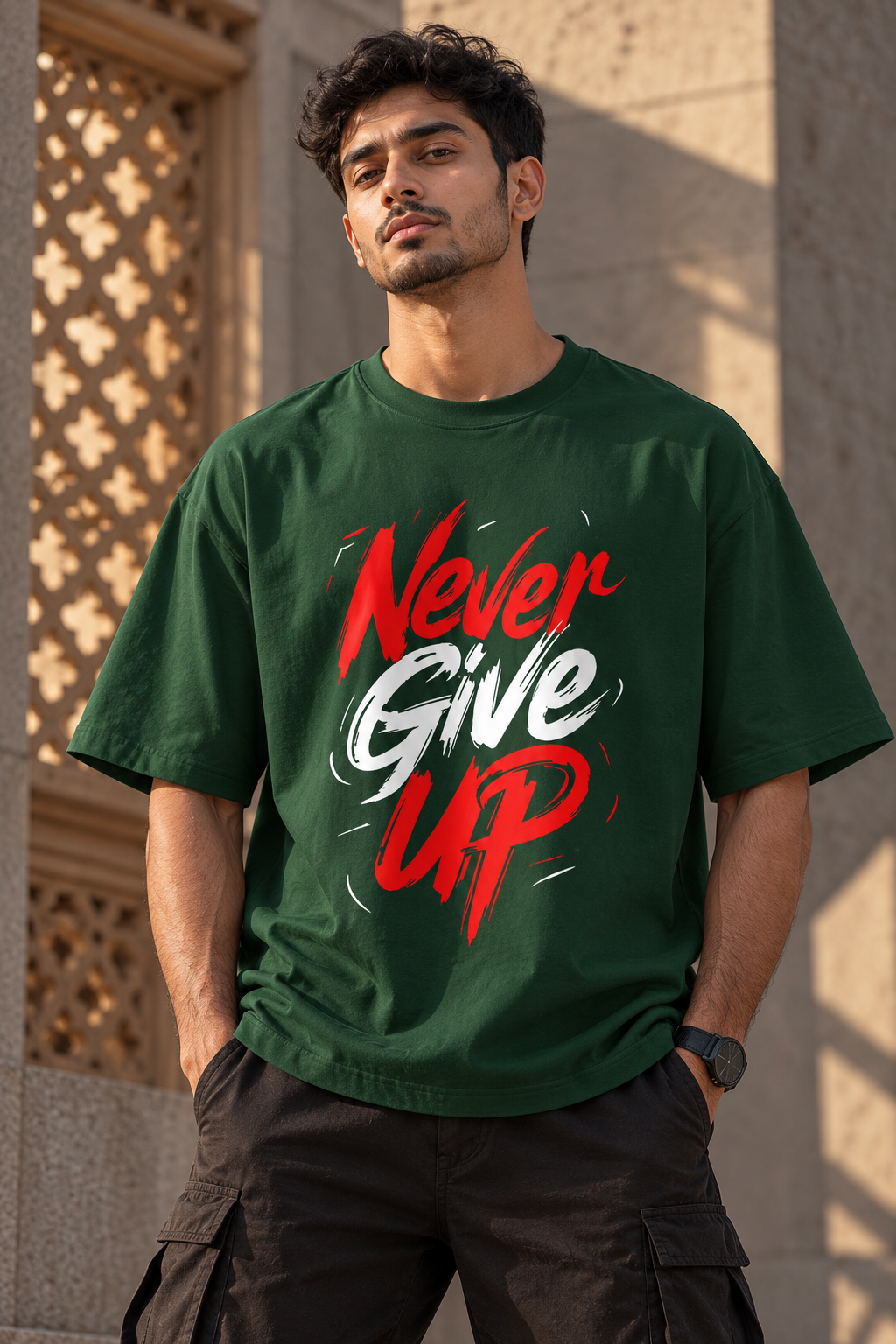 Never Give Up Graphic Oversized graphic T-Shirt