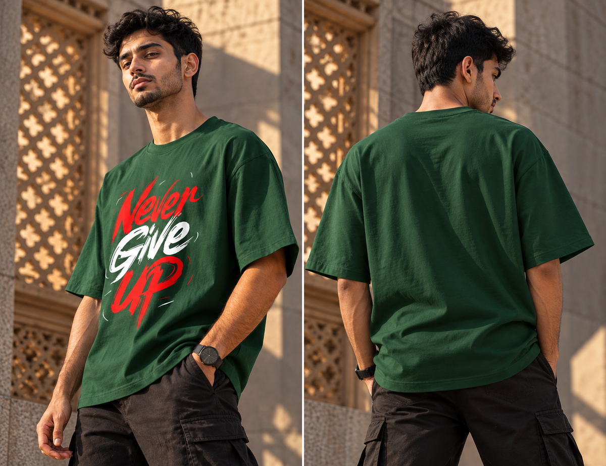 Never Give Up Graphic Oversized graphic T-Shirt