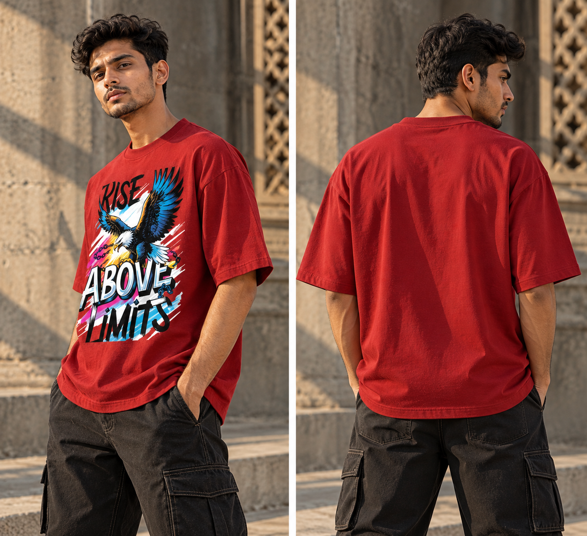 Rise Above Limits Eagle Oversized Graphic T-Shirt