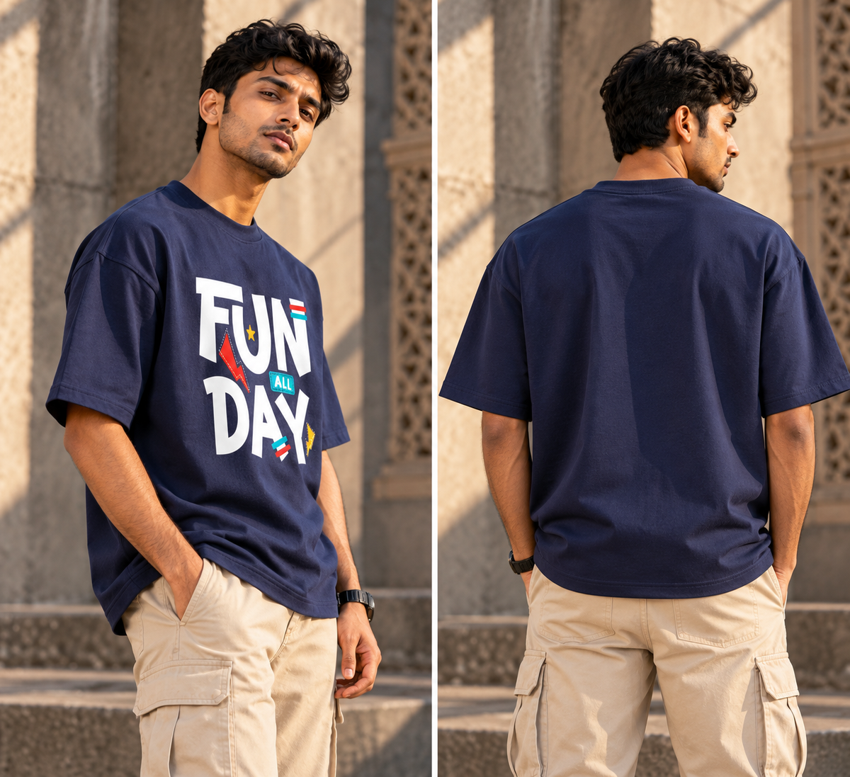 RAJIRU FUN ALL DAY Oversized Graphic T-Shirt