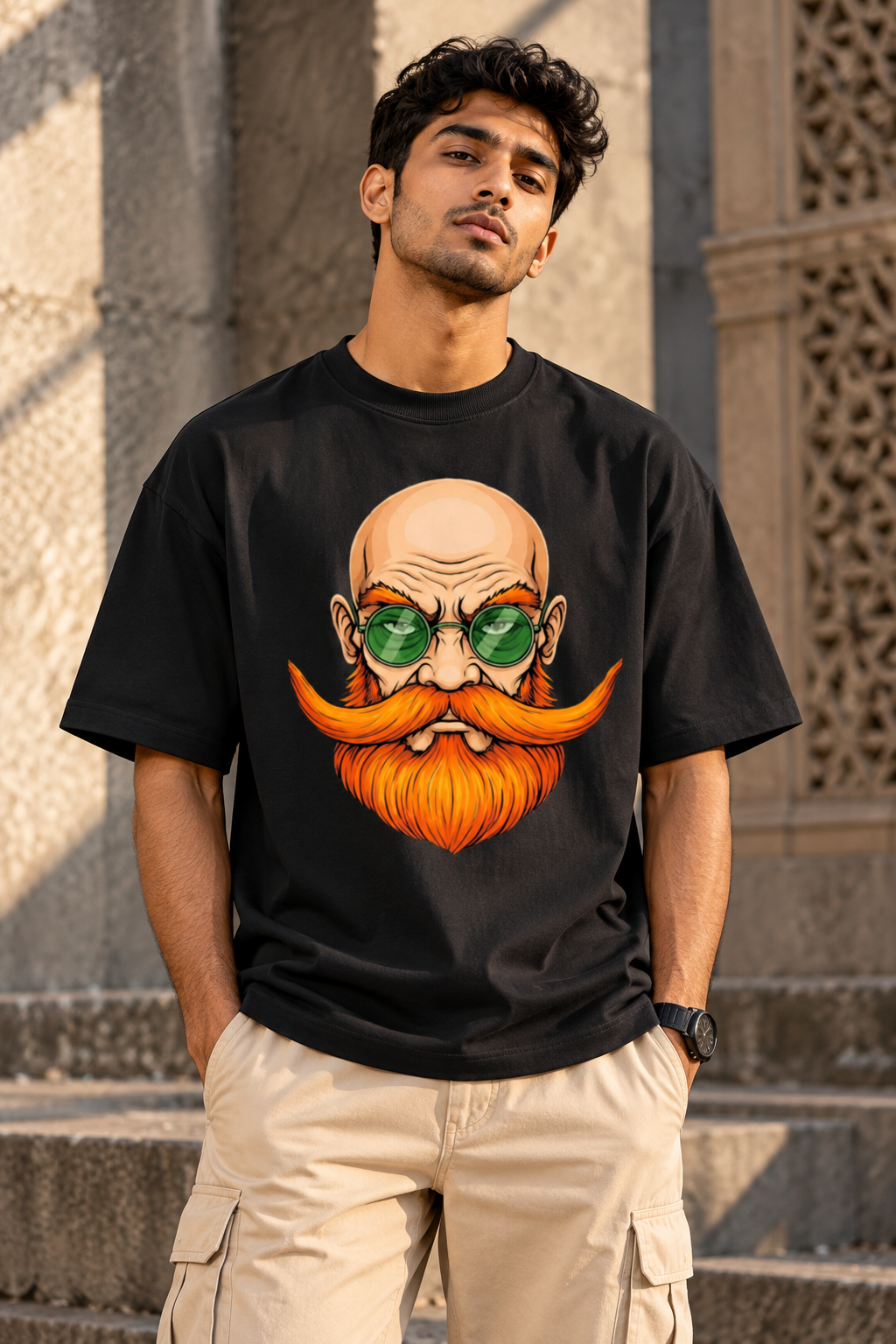 Moustache Man Oversized Graphic T-Shirt