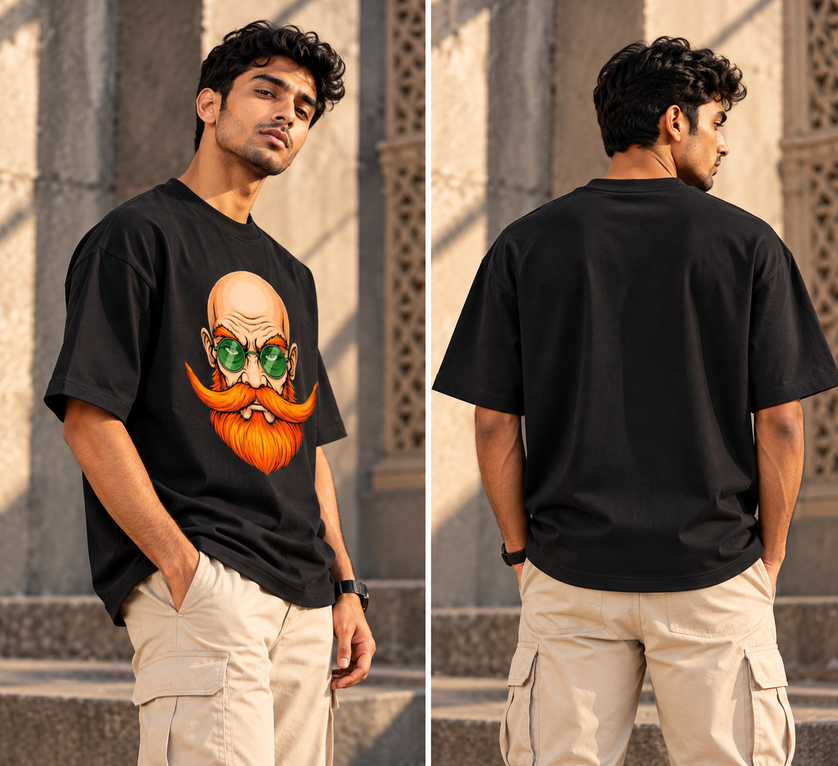Moustache Man Oversized Graphic T-Shirt