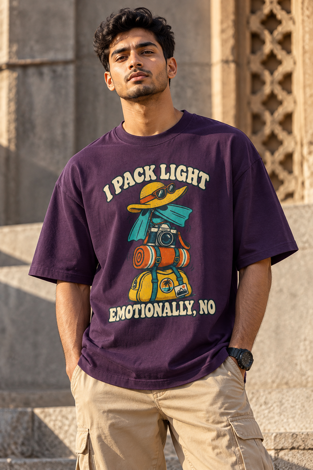 I Pack Light Travel Graphic Oversized T-Shirt