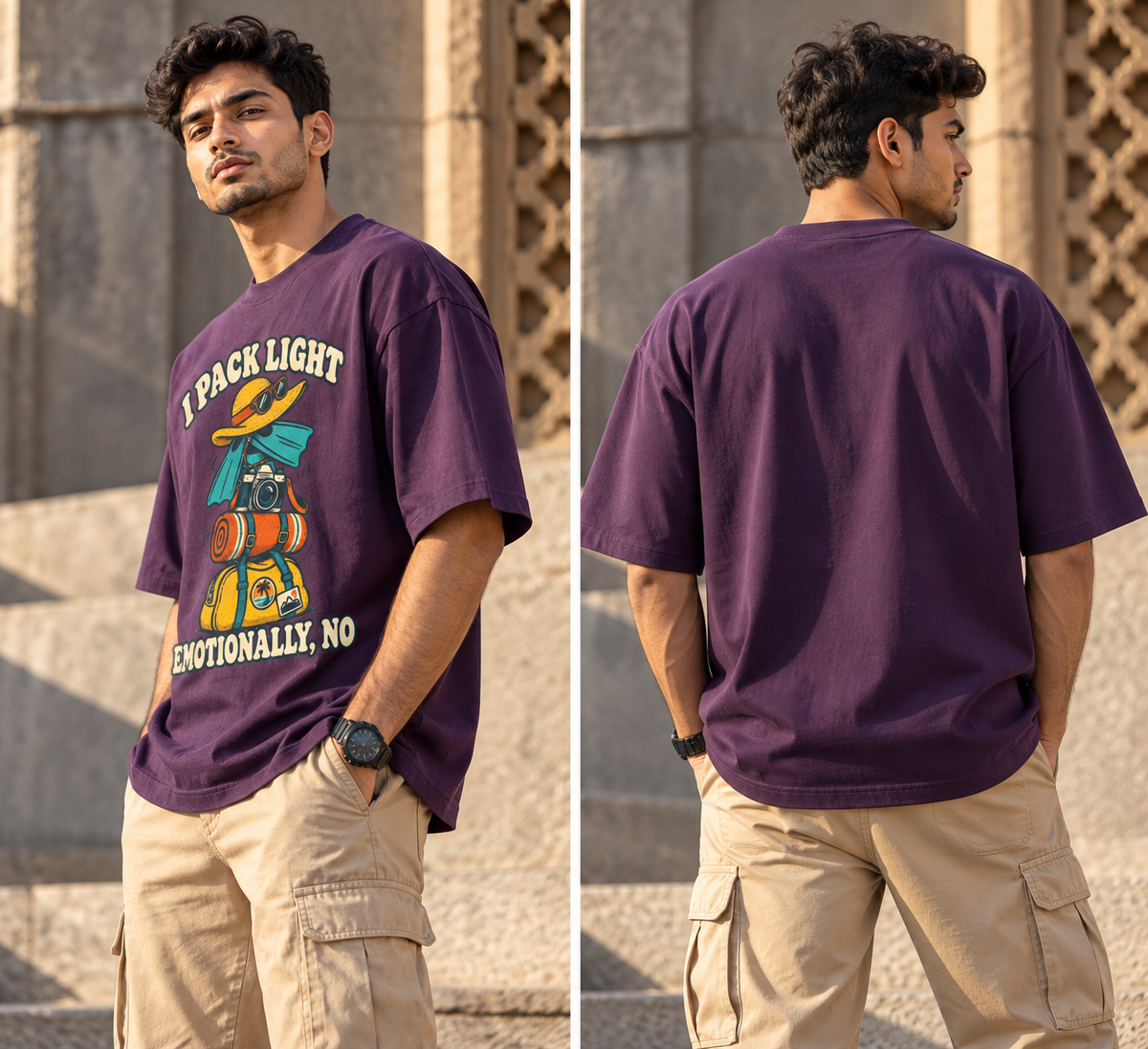 I Pack Light Travel Graphic Oversized T-Shirt
