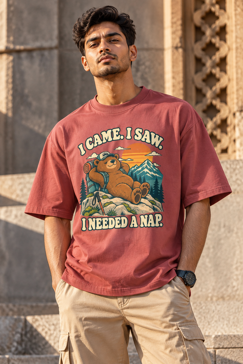 I Needed a Nap Bear Adventure Oversized T-Shirt