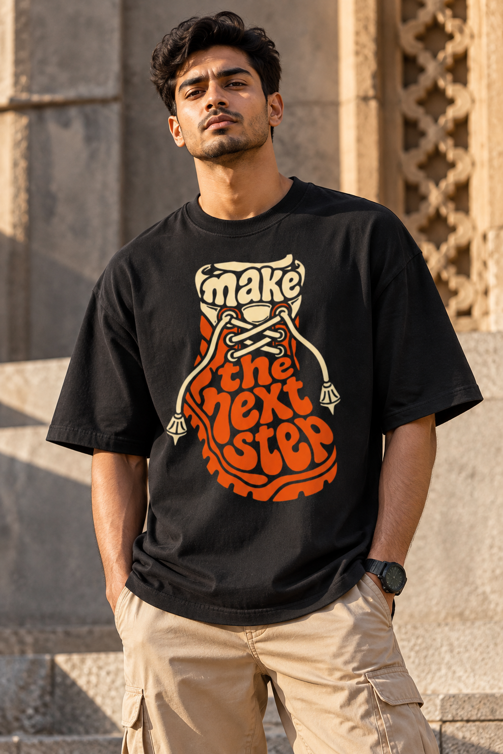 Oversized Motivational Sneaker Graphic T-Shirt
