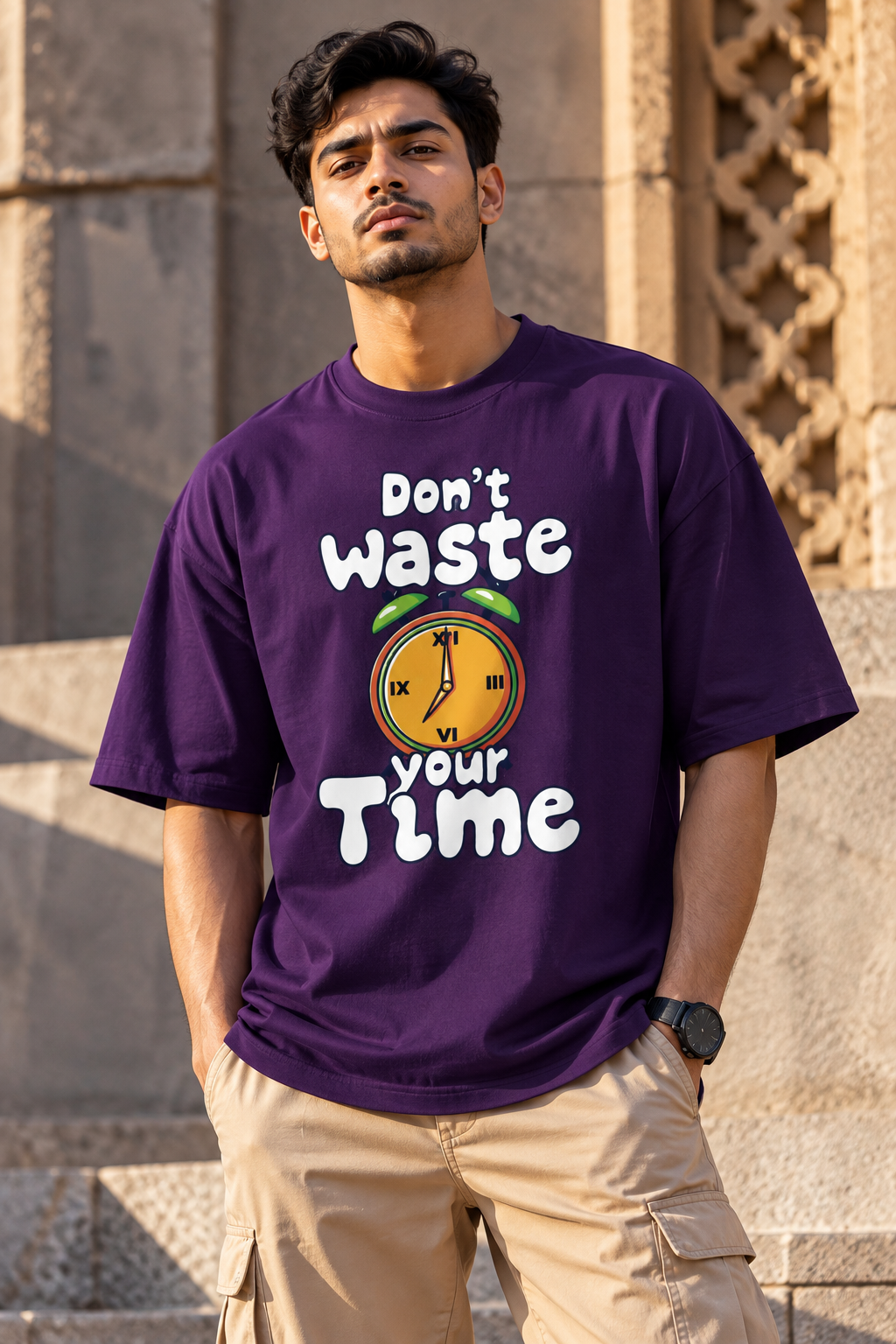 Don't Waste Your Time Motivational Oversized T-Shirt