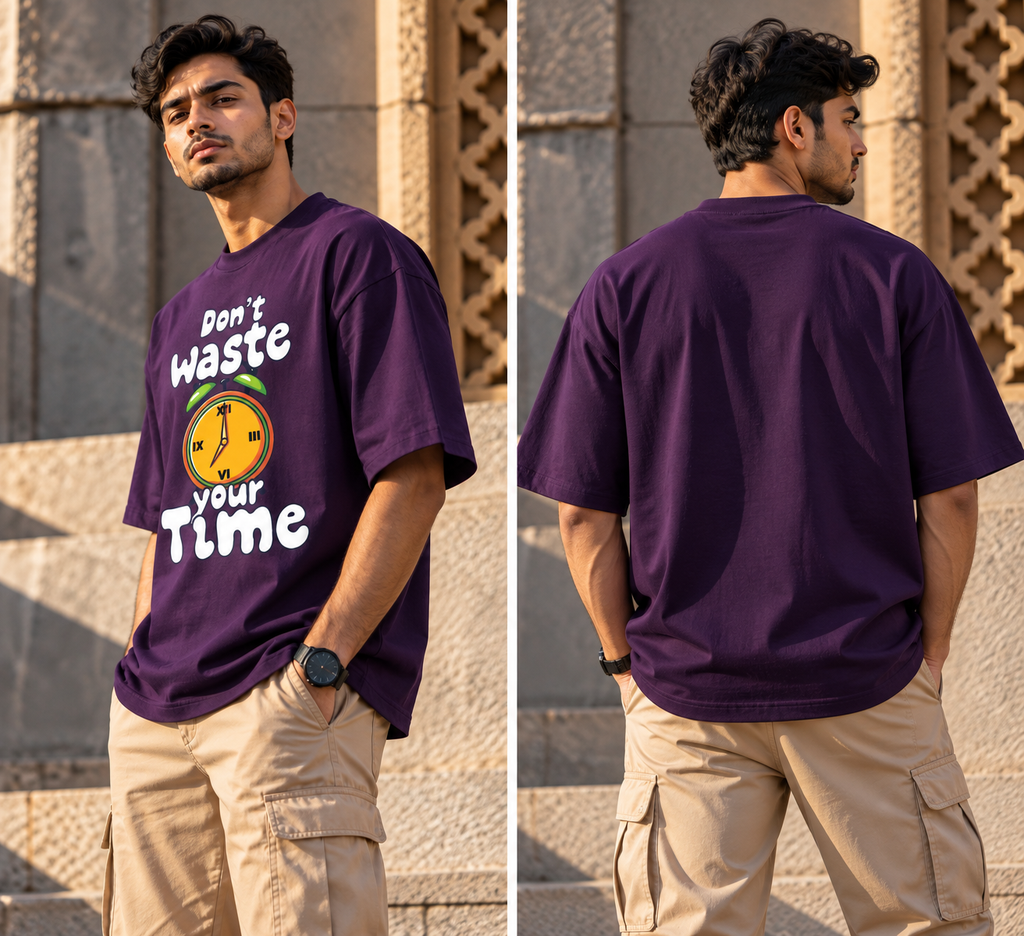 Don't Waste Your Time Motivational Oversized T-Shirt