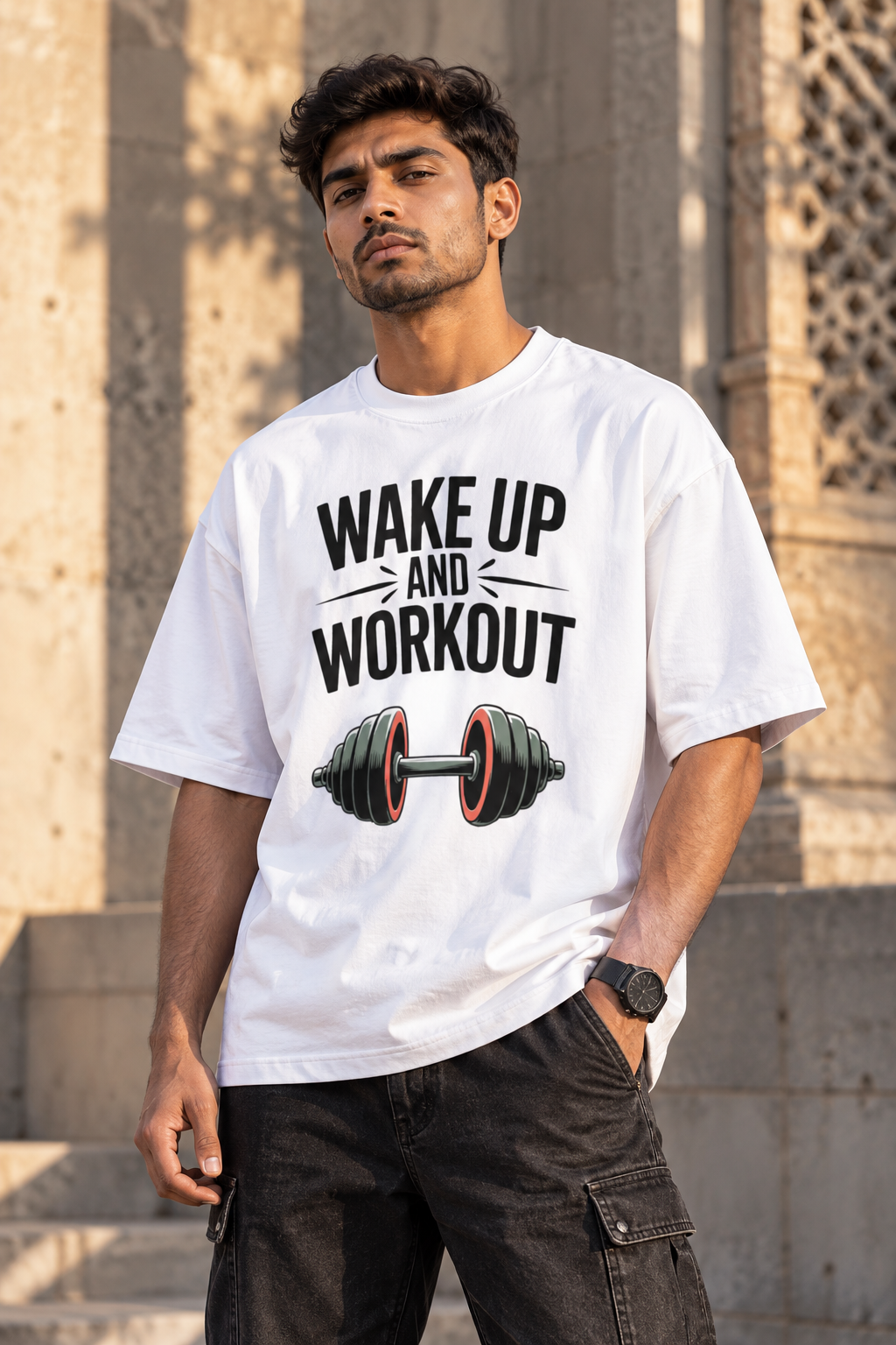 Wake Up And Workout Oversized Graphic T-Shirt