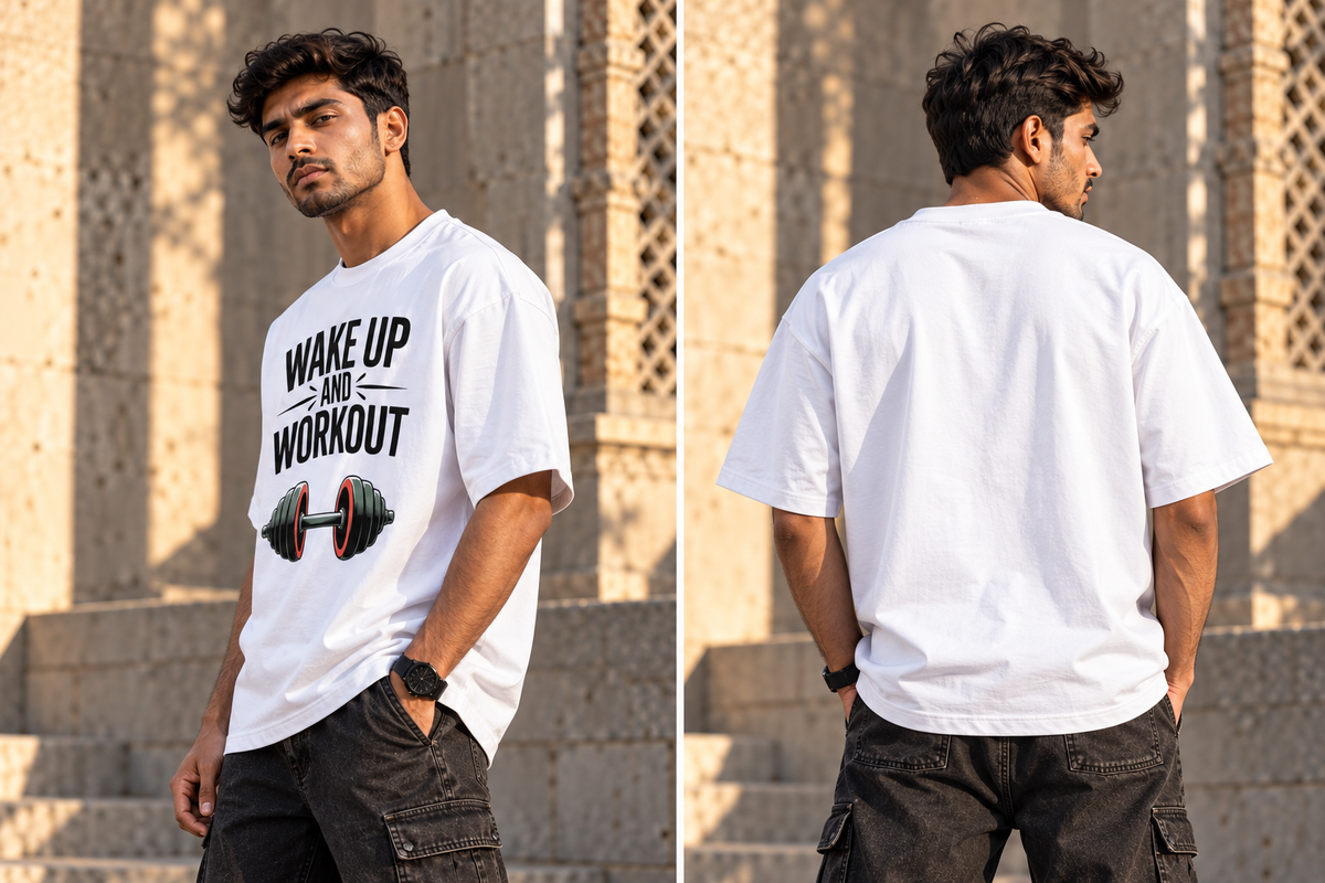 Wake Up And Workout Oversized Graphic T-Shirt