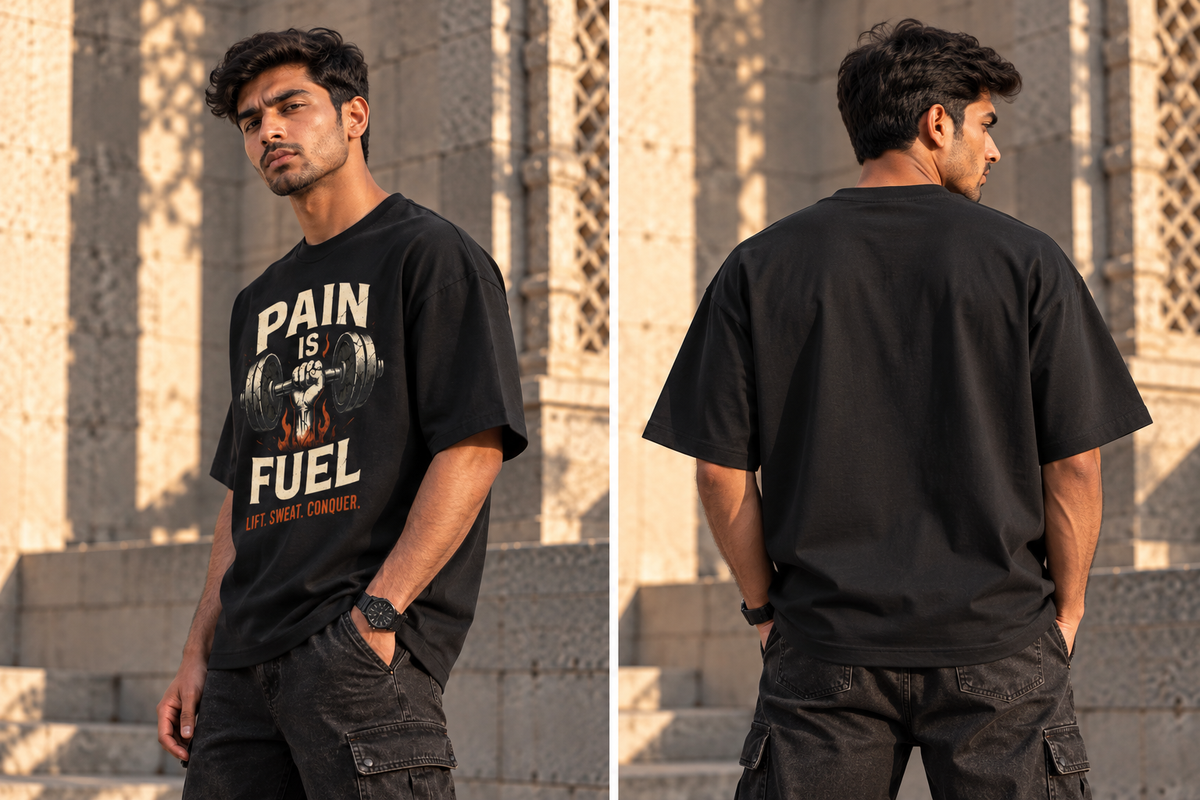 Pain Is Fuel Oversized Graphic T-Shirt