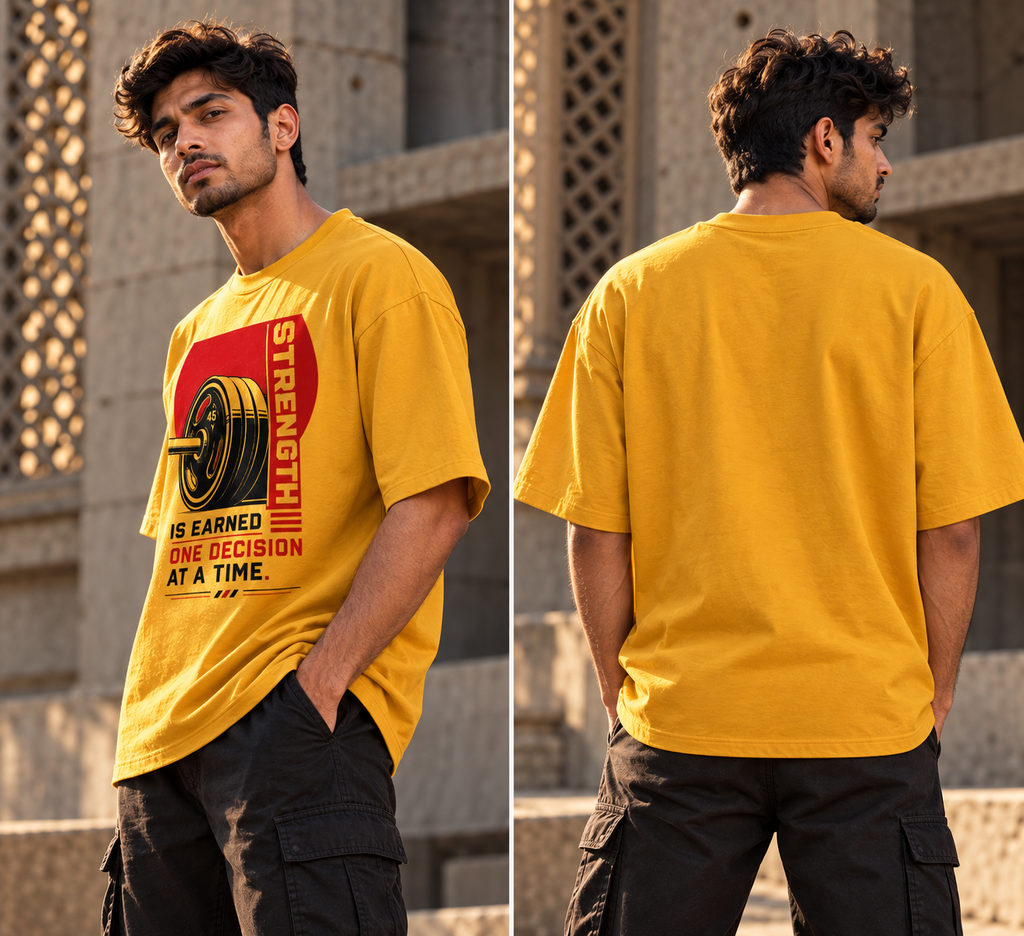 Strength Is Earned Oversized Graphic T-Shirt