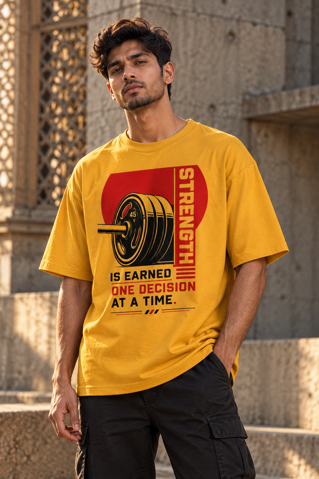 Strength Is Earned Oversized Graphic T-Shirt