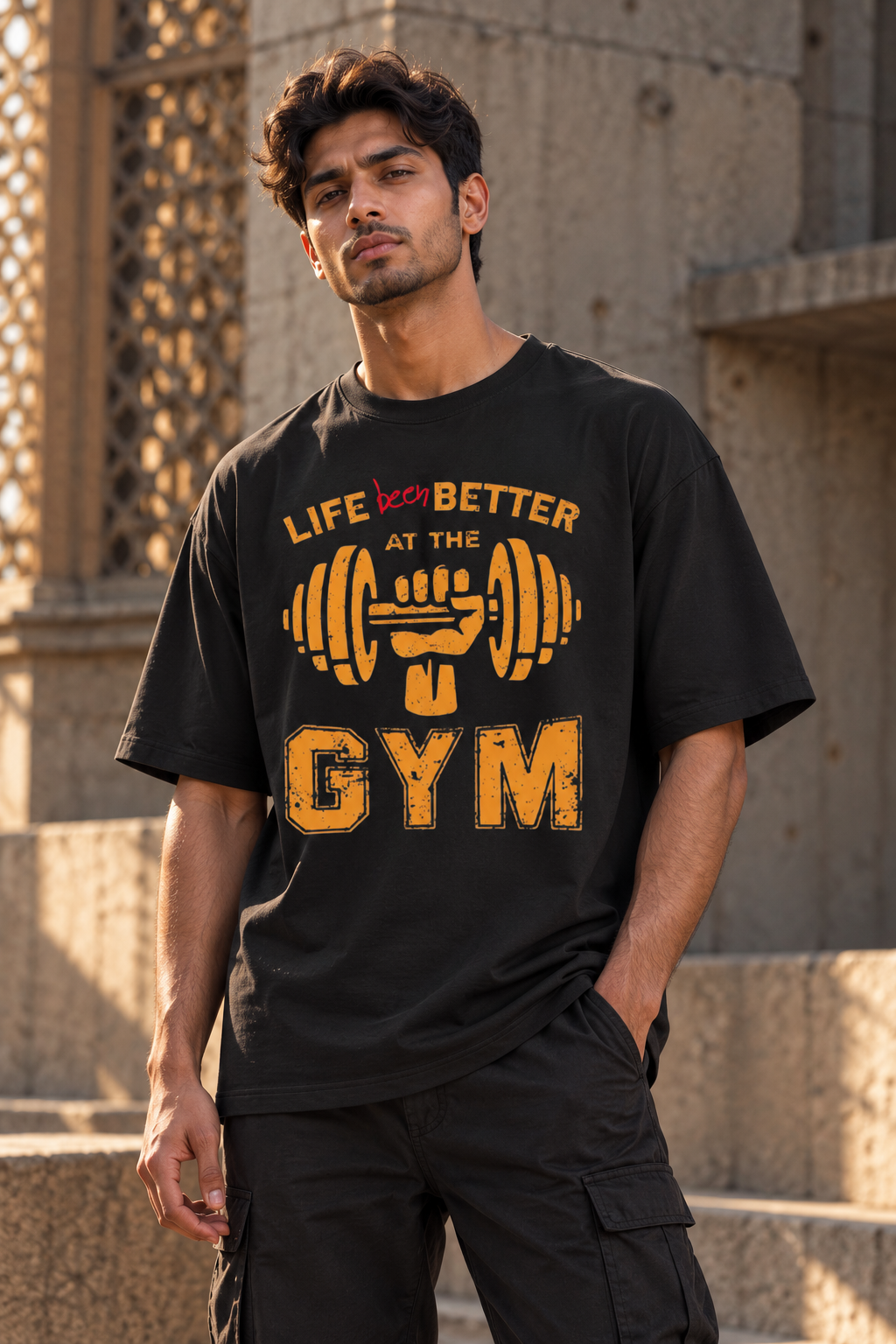 Life Is Better at the Gym Oversized Graphic T-Shirt
